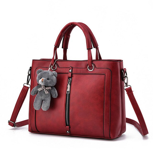 PINK TEDDY BEAR DETAILED HANDBAG