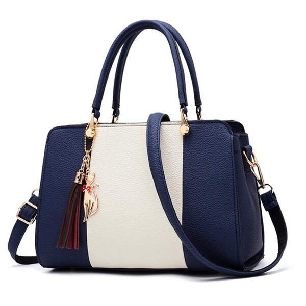 NAVY AND WHITE HANDBAG