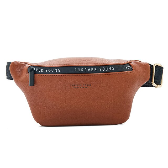 YELLOW "FOREVER YOUNG" PRINTED ZIP DETAILED WAIST BAG