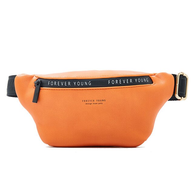 YELLOW "FOREVER YOUNG" PRINTED ZIP DETAILED WAIST BAG