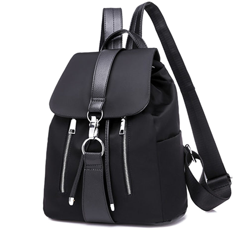 BLACK MATTE LEATHER BACKPACK