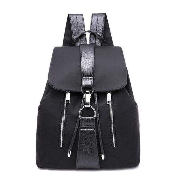 TWO ZIPPER DETAILED BLAK MATTE LEATHER BACKPACK