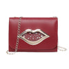 LIP SHAPED SLAP DETAILED PINK SHOULDER BAG