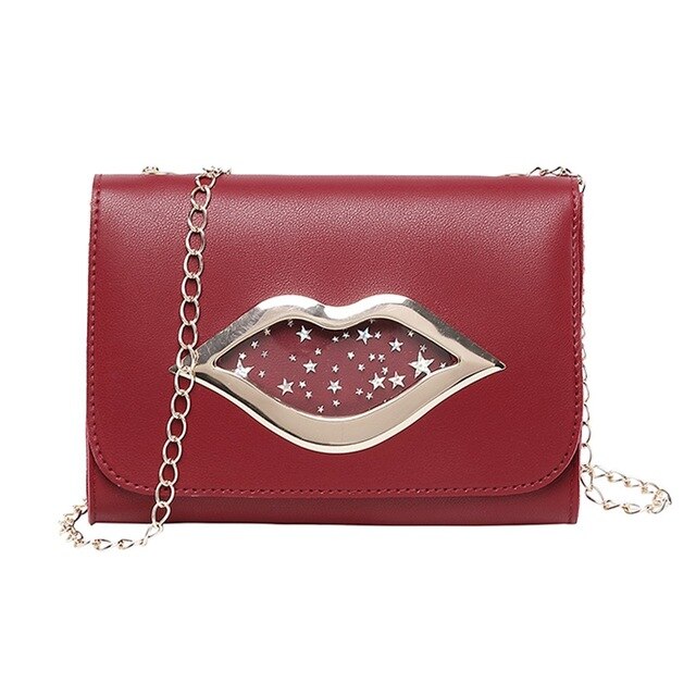 LIP SHAPED SLAP DETAILED PINK SHOULDER BAG