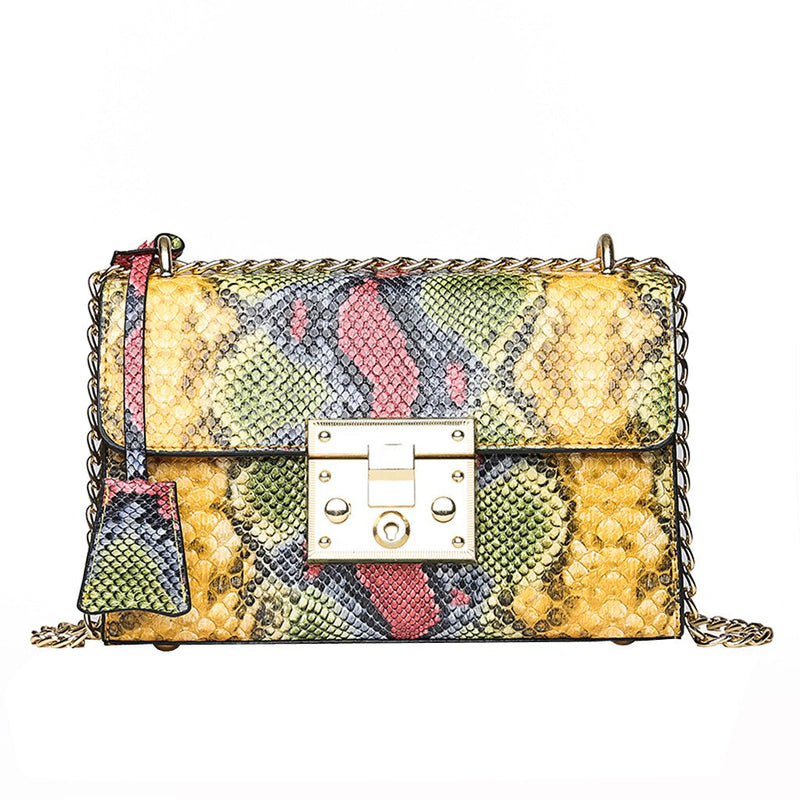 COLORFUL SNAKE PATTERNED SHOULDER BAG