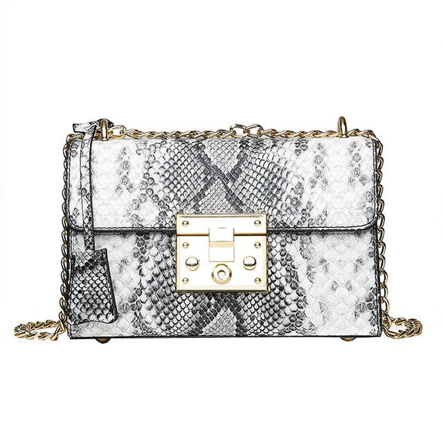 COLORFUL SNAKE PATTERNED SHOULDER BAG