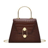 BROWN LUXURY PU LEATHER STONE PATTERNED HANDBAG