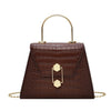 BROWN LUXURY PU LEATHER STONE PATTERNED HANDBAG