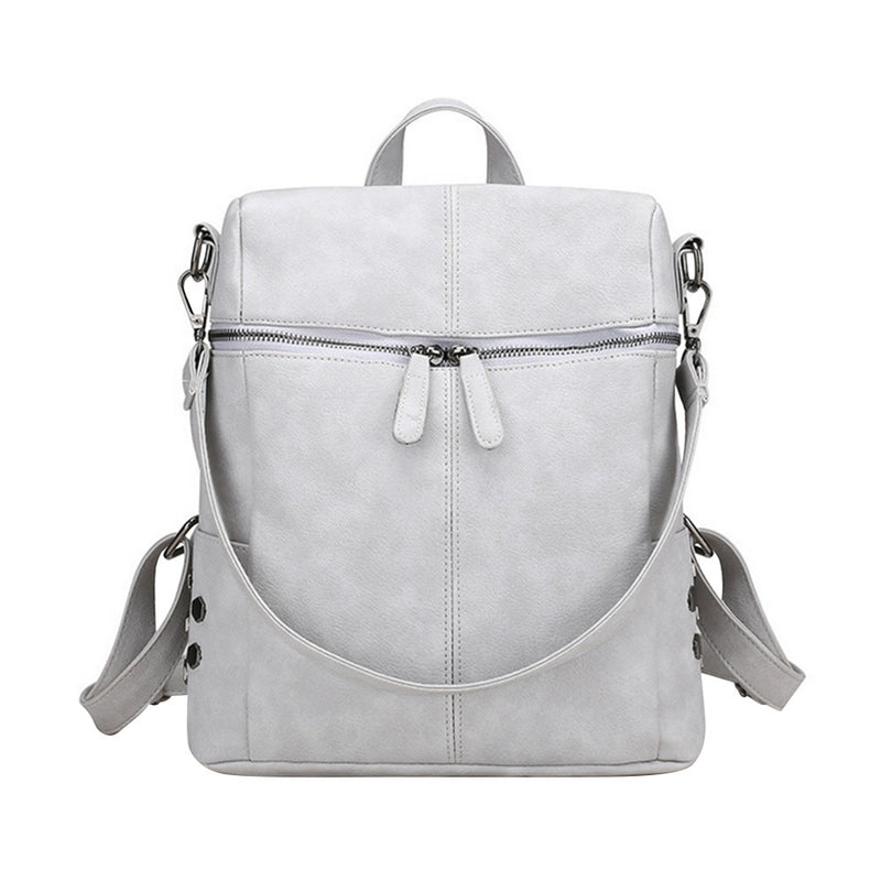 PURE COLOR FRON ZIPPER DETAILED BACKPACK