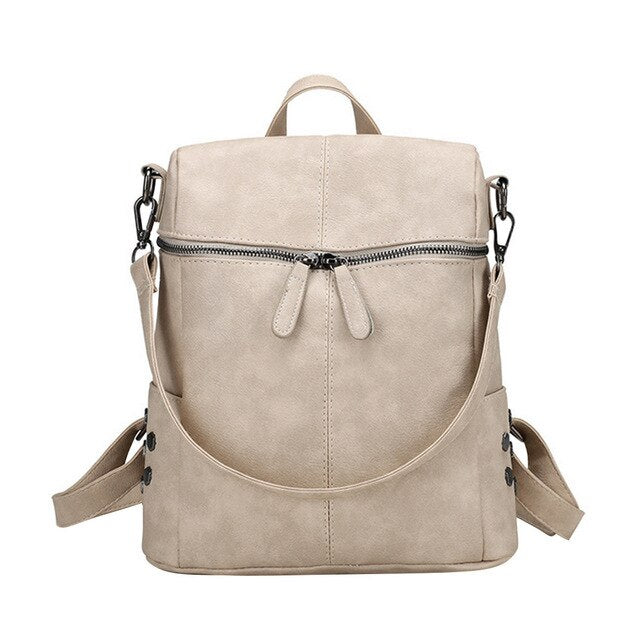 PURE COLOR FRON ZIPPER DETAILED BACKPACK