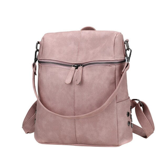 PURE COLOR FRON ZIPPER DETAILED BACKPACK