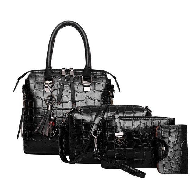 4PCS STONE PATTERNED BAG SET