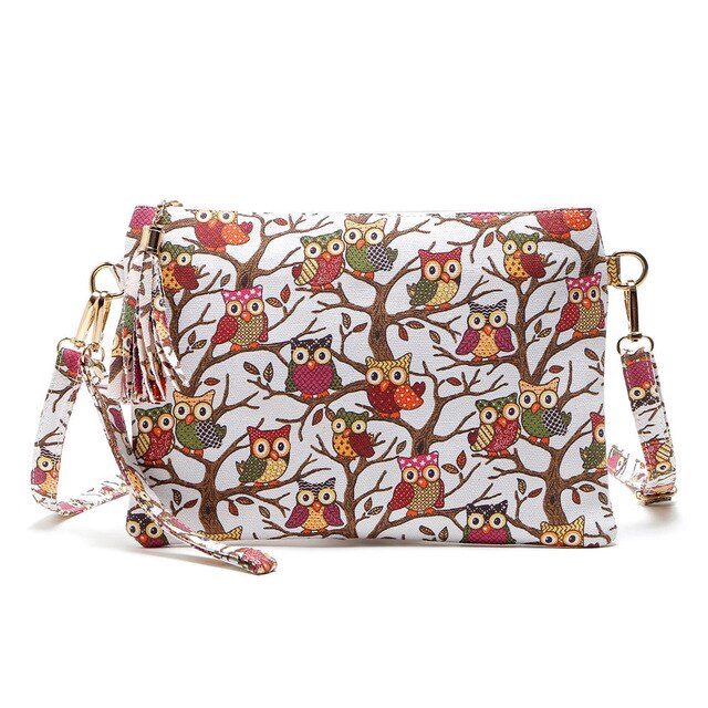 OWL TREE PATTENED SHOULDER BAG