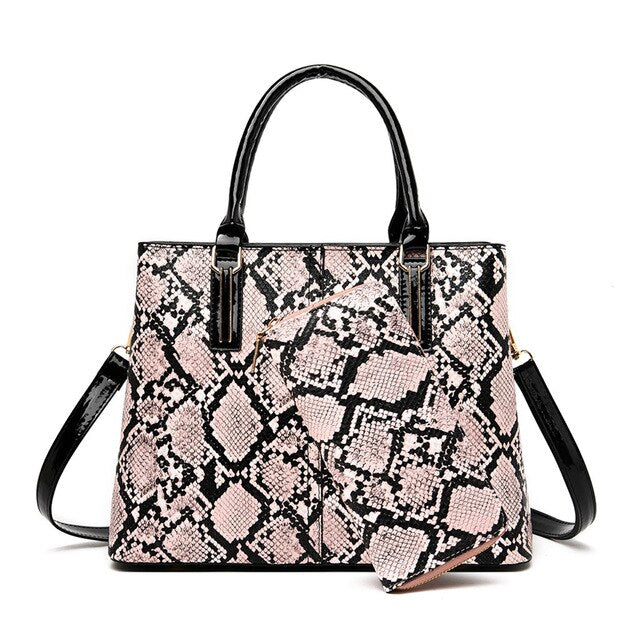 SNAKE SKIN PATTERNED HANDBAG