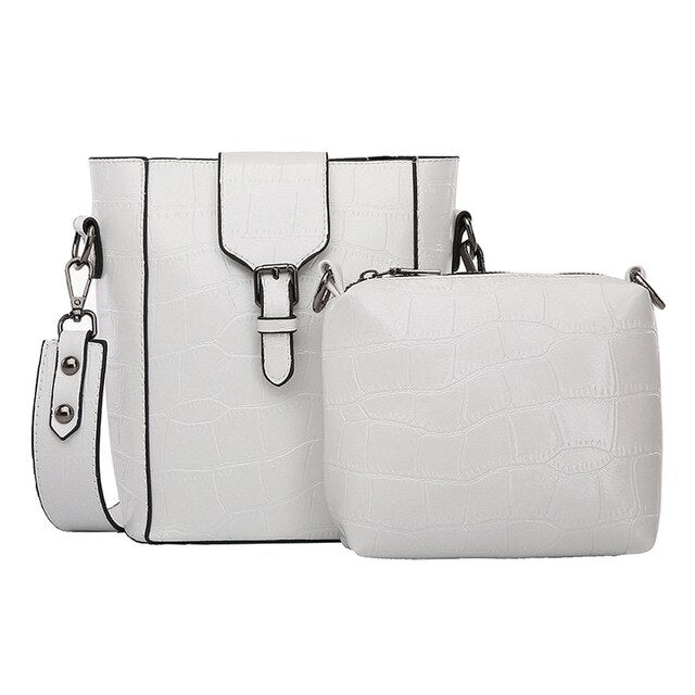 2PCS RETRO STONE PATTERNED MESSENGER BAG SET