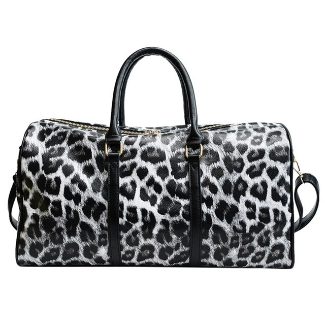 PU LEATHER LEOPARD DPRINTED TRAVEL BAG