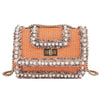 SQUARE WOVEN SLORAL DETAILED SHOULDER BAG