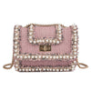 SQUARE WOVEN SLORAL DETAILED SHOULDER BAG