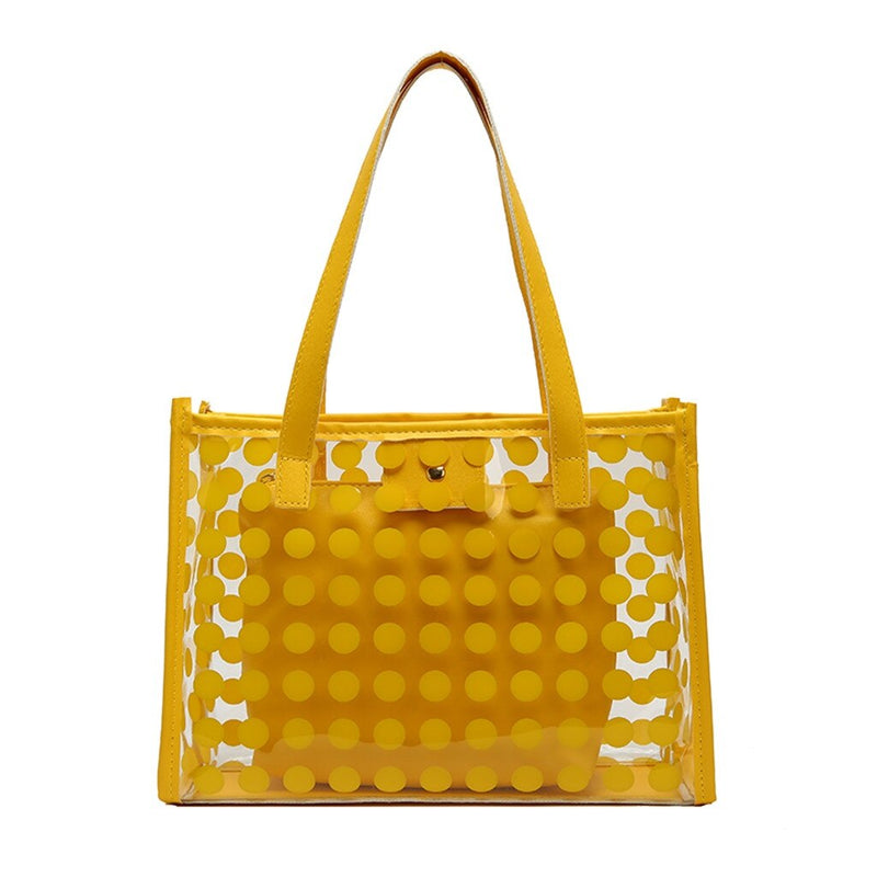 DOT DETAILED YELLOW TRANSPARENT SHOULDER BAG