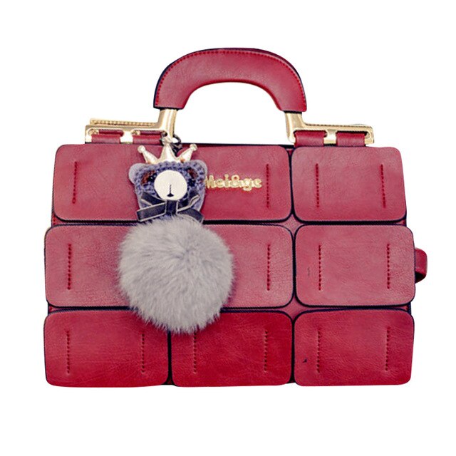 PURPLE FUR TASSEL DETAILED HANDBAG