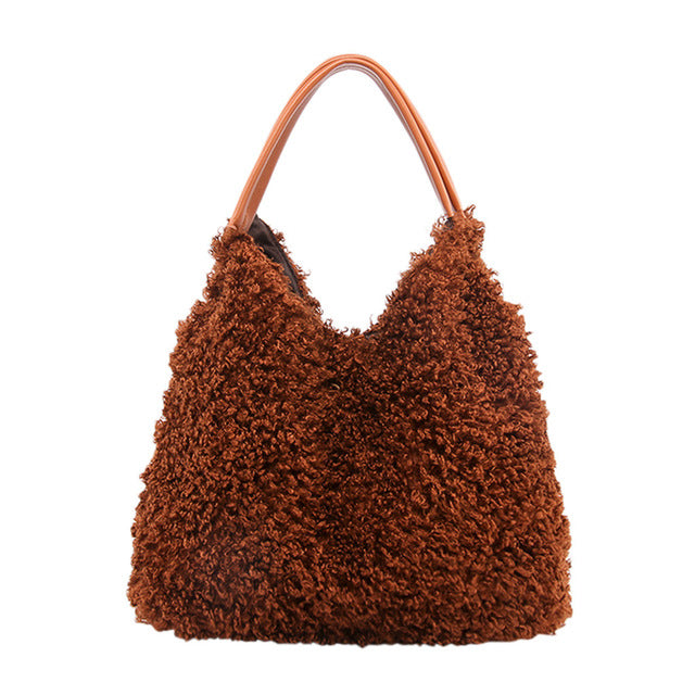 FLUFFY BROWN SHOULDER BAG