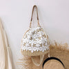 MINI BEACH STRAW BAG WITH LACE DETAILED