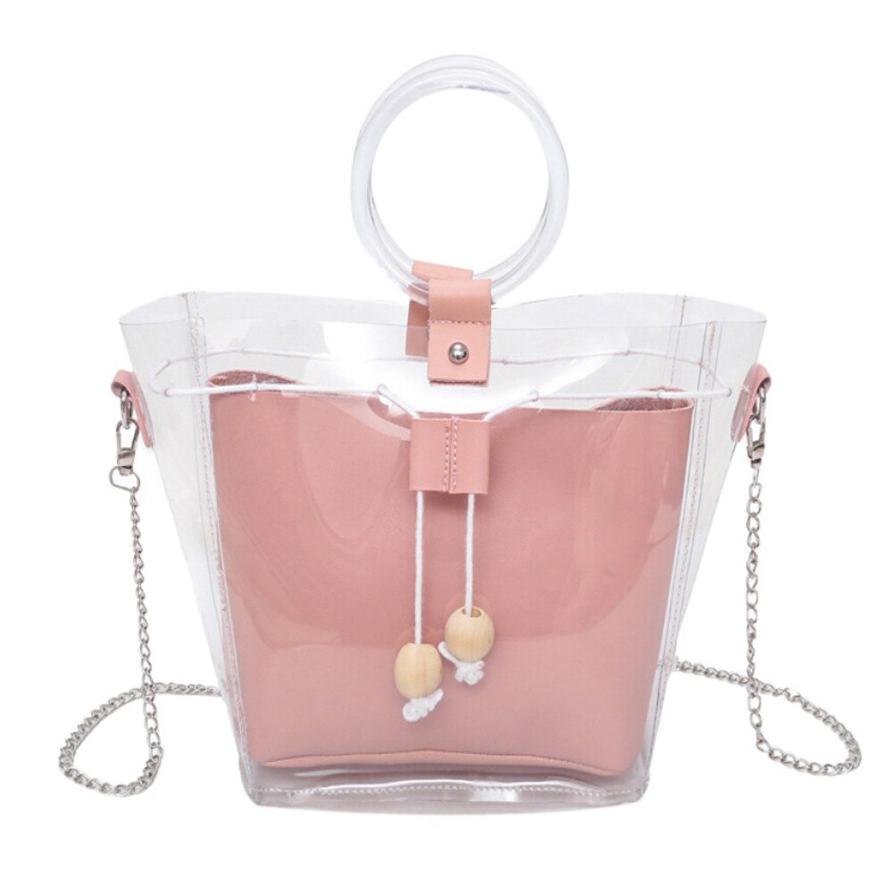 TRANSPARENT (INSIDE POWDER PINK) BAG