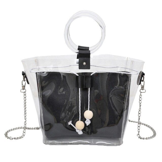 TRANSPARENT (INSIDE POWDER PINK) BAG