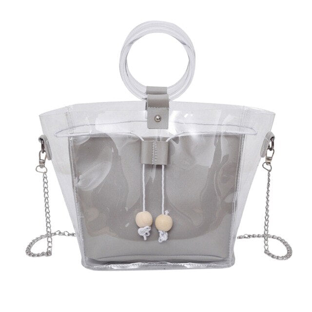 TRANSPARENT (INSIDE POWDER PINK) BAG