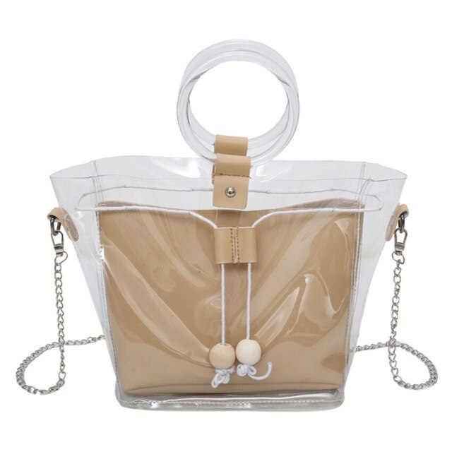 TRANSPARENT (INSIDE POWDER PINK) BAG