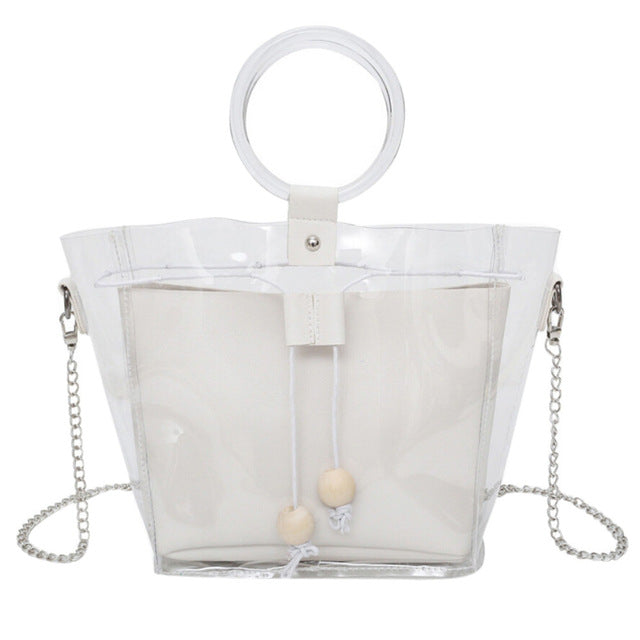 TRANSPARENT (INSIDE POWDER PINK) BAG