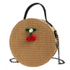 CHERRY DETAILED ROUND STRAW BAG