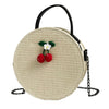 CHERRY DETAILED ROUND STRAW BAG