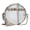 ROUND SMALL SNAKE SKIN PRINTED DETAILED CROSSBODY BAG