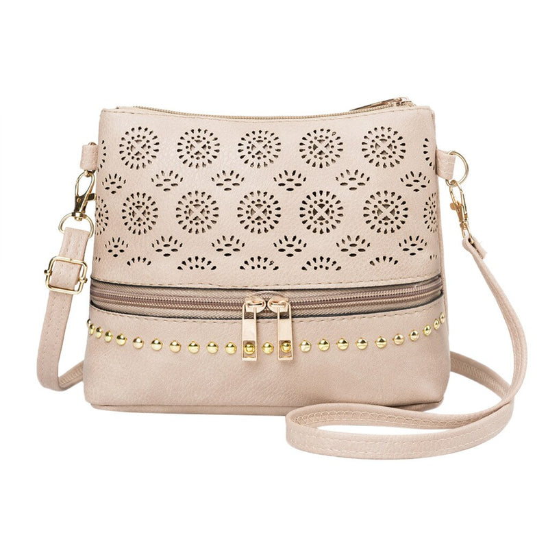 BEIGE FRON ZIPPER DETAILED SHOULDER BAG