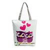 OWL PRINTED GREEN TOTE BAG