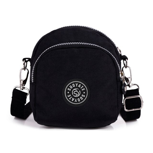 ZIPPER DETAILED FLORAL NYLON SHOULDER BAG