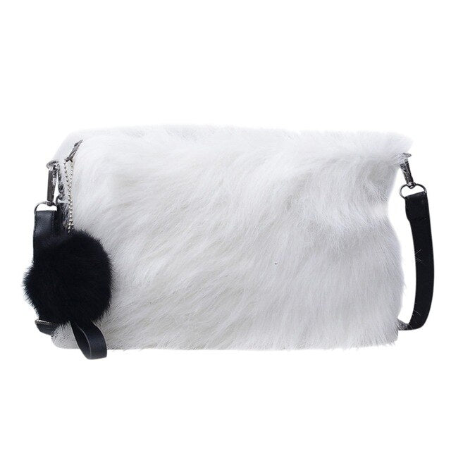 FLUFFY BLACK SHOULDER BAG