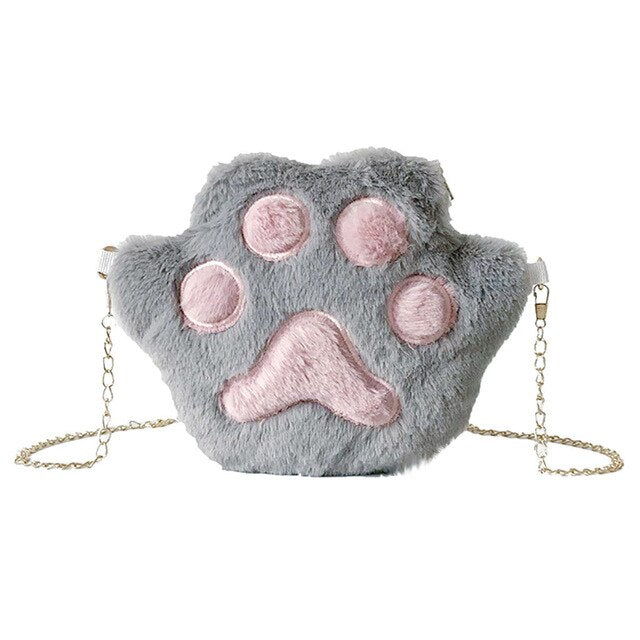 PAW SHAPED FLUFFY CROSSBODY BAG