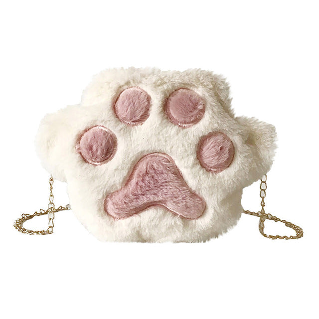 PAW SHAPED FLUFFY CROSSBODY BAG