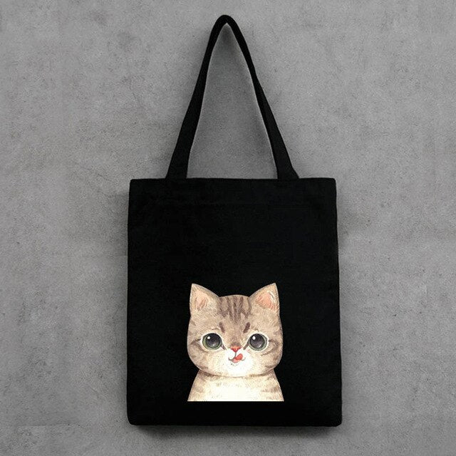 CAT PRINTED CANVAS BAG