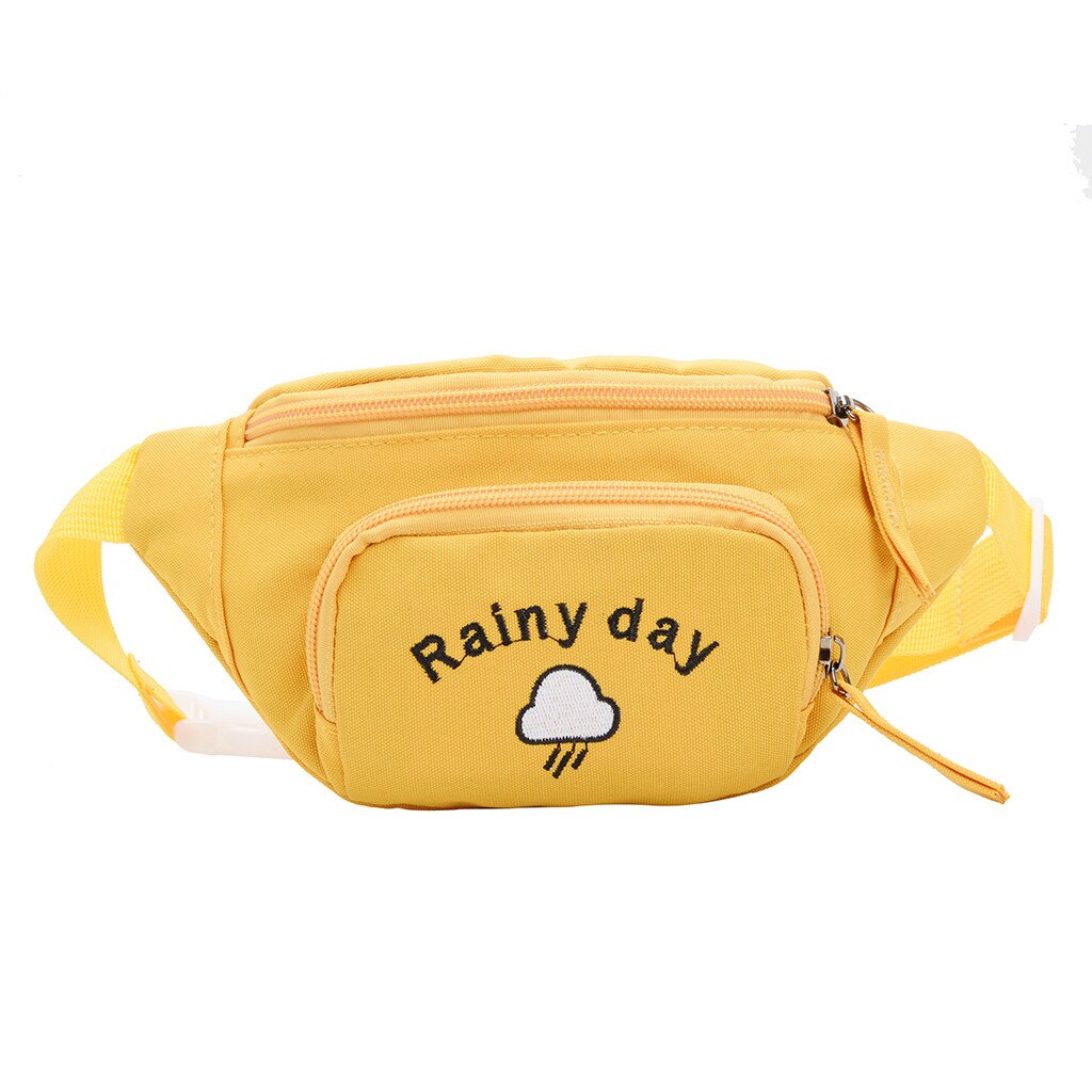 "RAINY DAY" PRINTED YELLOW CUTE WAIST BAG