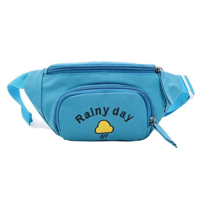 "RAINY DAY" PRINTED YELLOW CUTE WAIST BAG