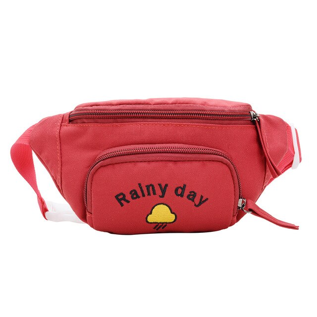 "RAINY DAY" PRINTED YELLOW CUTE WAIST BAG