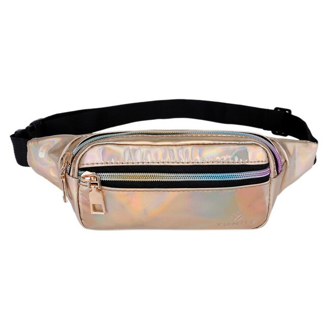 HOLOGROMIC FRON ZIPPER DETAILED WAIST BAG