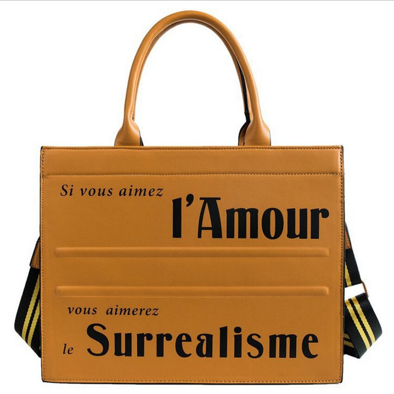 FRENCH WORDS PRINTED HANDBAG