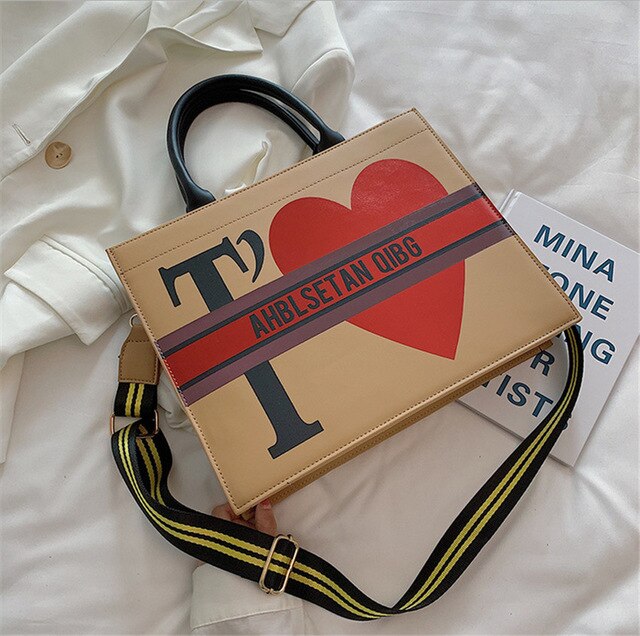 FRENCH WORDS PRINTED HANDBAG