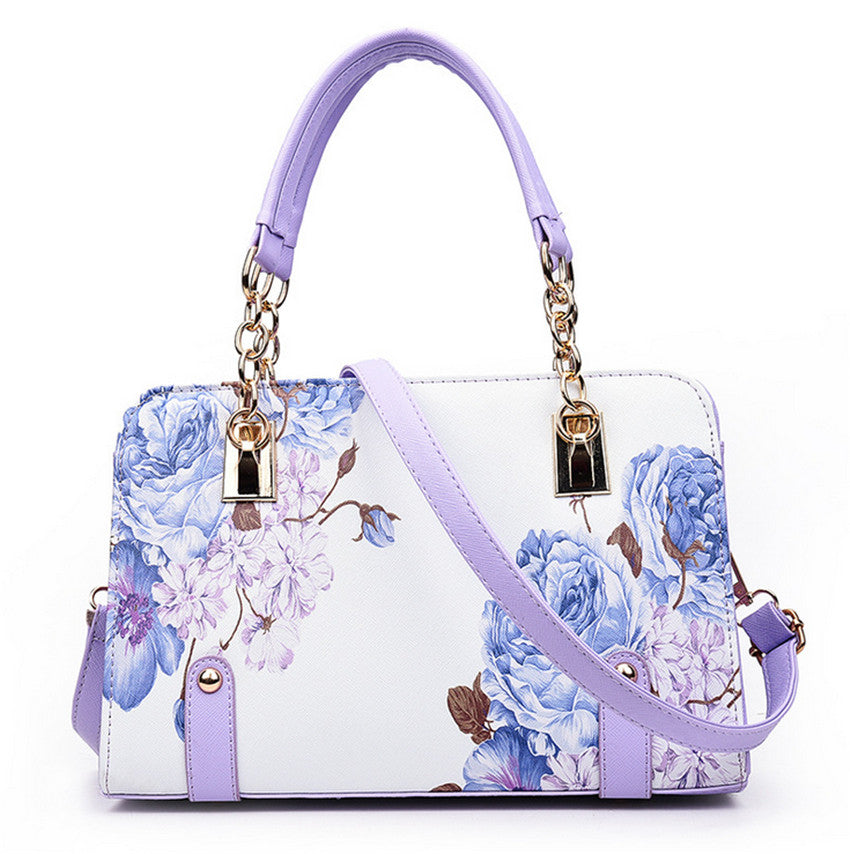 LILAC FLORAL PRINTED HANDBAG