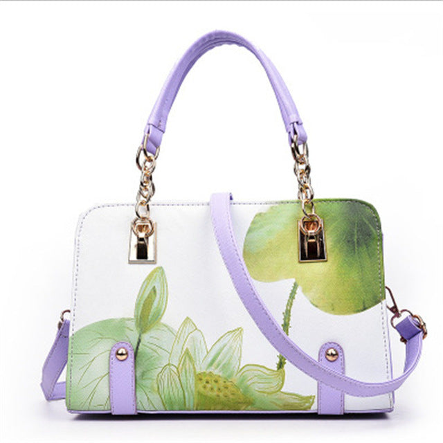 LILAC FLORAL PRINTED HANDBAG