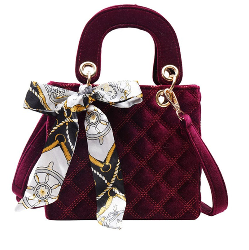 BURGUNDY MINI BOW DETAILED HANDBAG